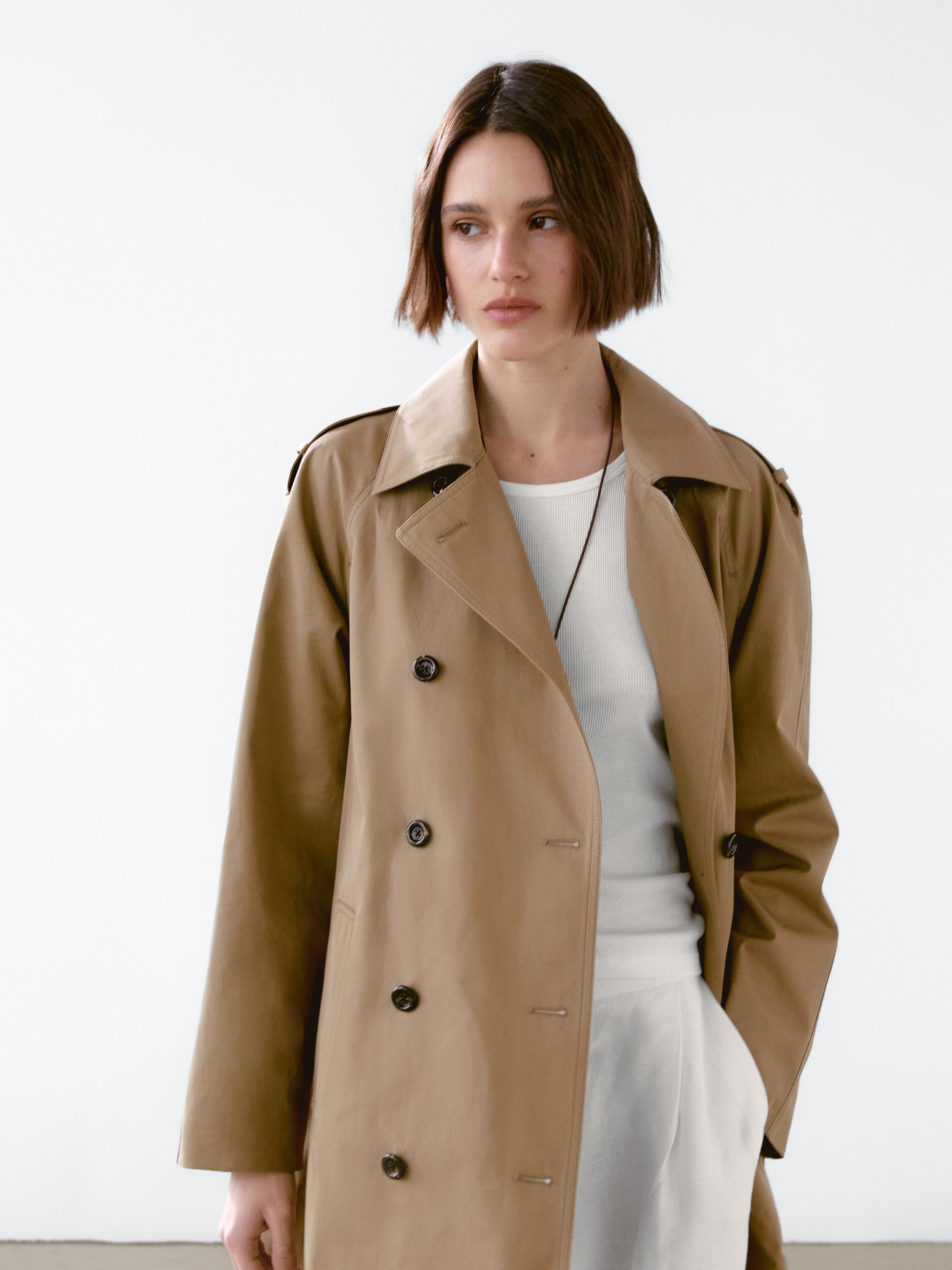 100% cotton water-repellent trench coat | Massimo Dutti UK