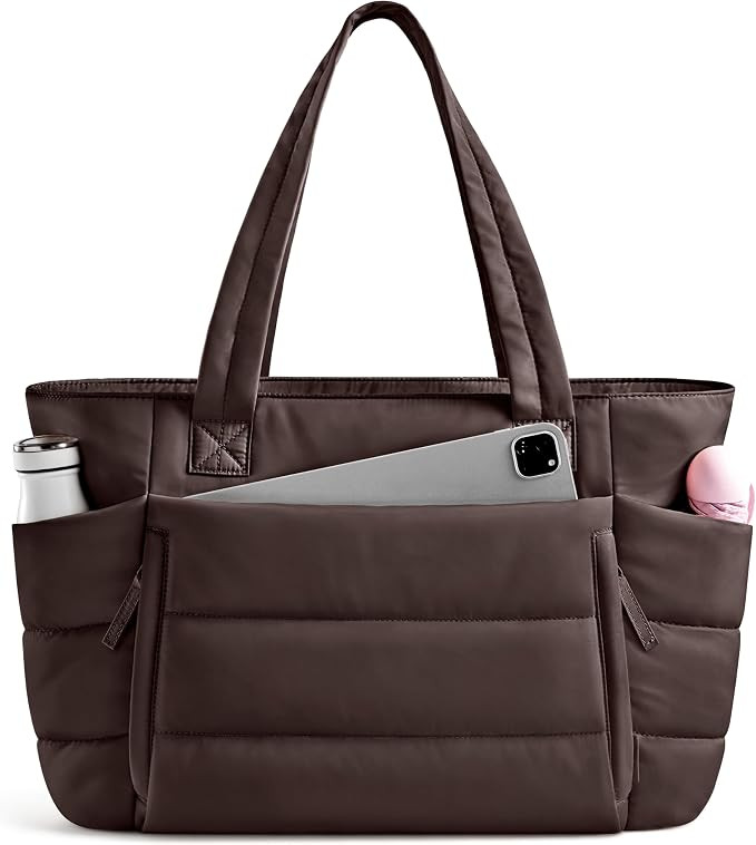 Uselike Tote Bag for Women with Zipper, Quilted Puffer Tote Bag with Compartments, Lightweight Pu... | Amazon (US)
