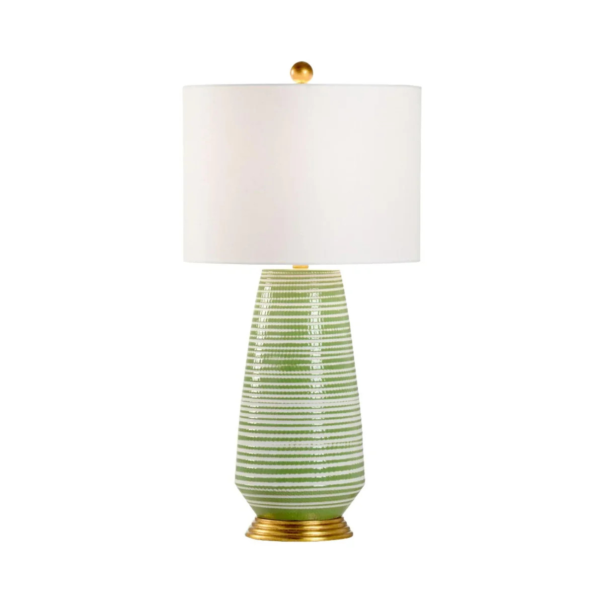Hand Painted Textured Ceramic Hive Lamp with Gold Leaf Accents and OffWhite Linen Shade | The Well Appointed House, LLC
