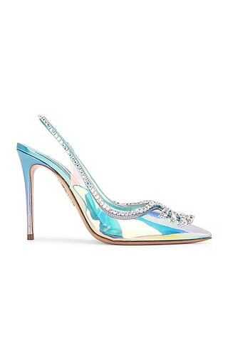 Aquazzura Seduction 105 Crystal Pump in Teal | FWRD 
