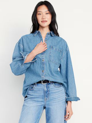 Boyfriend Button-Down Jean Tunic | Old Navy (US)