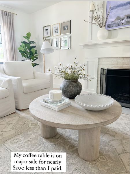 Coffee table on sale, round white washed coffee tables neutral living room furniture, home decor, terracotta jar on sale 

#LTKStyleTip #LTKHome #LTKSaleAlert