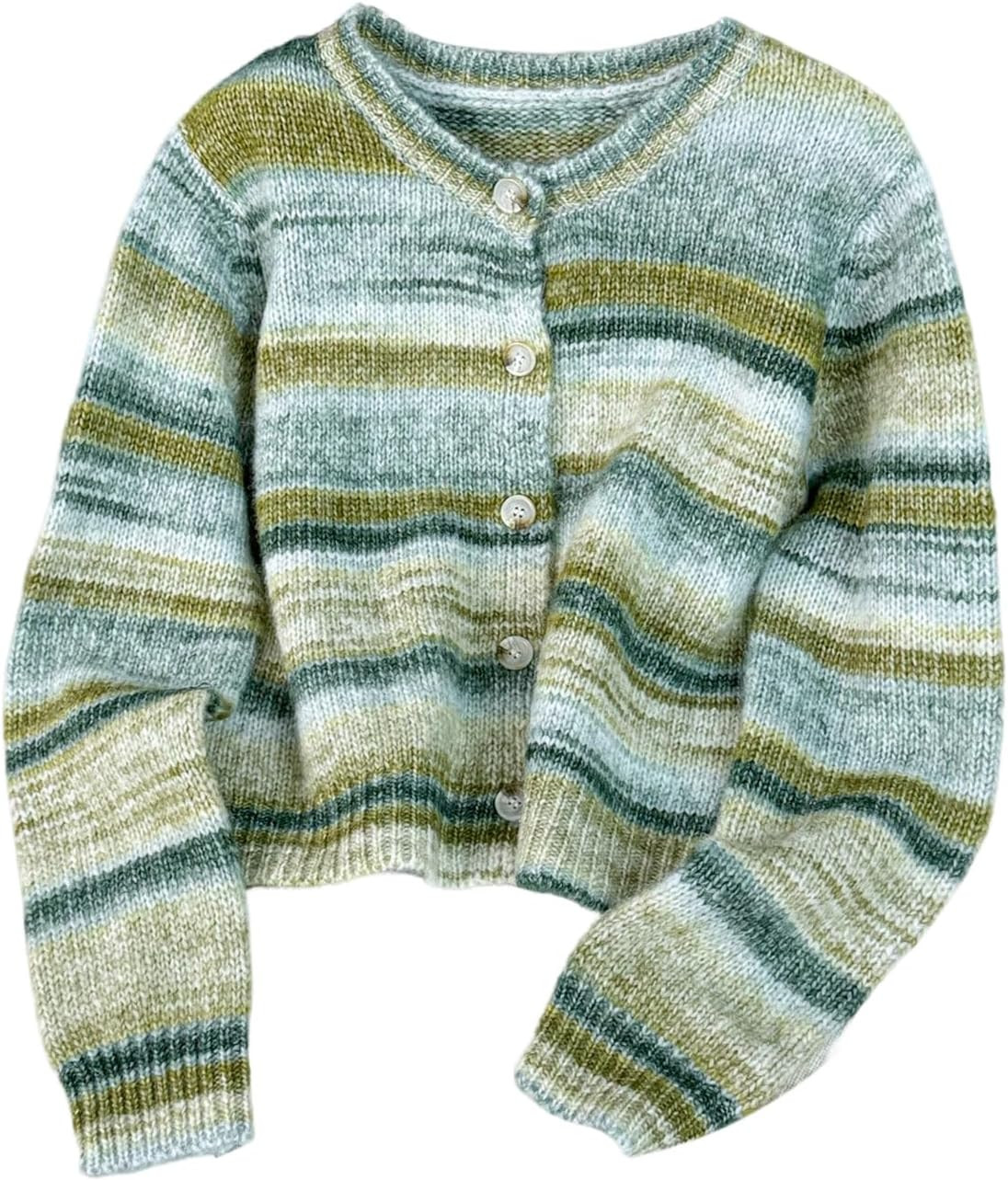 GORGLITTER Women's Rainbow Striped Cardigan Colorful Color Block Sweaters | Amazon (US)