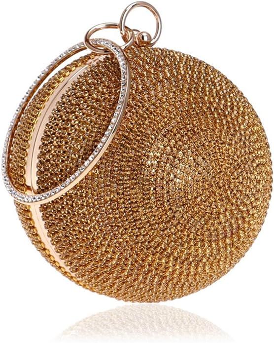 Ball Shape Clutch Purse Party Handbag Rhinestone Ring Handle Evening Bag | Amazon (US)