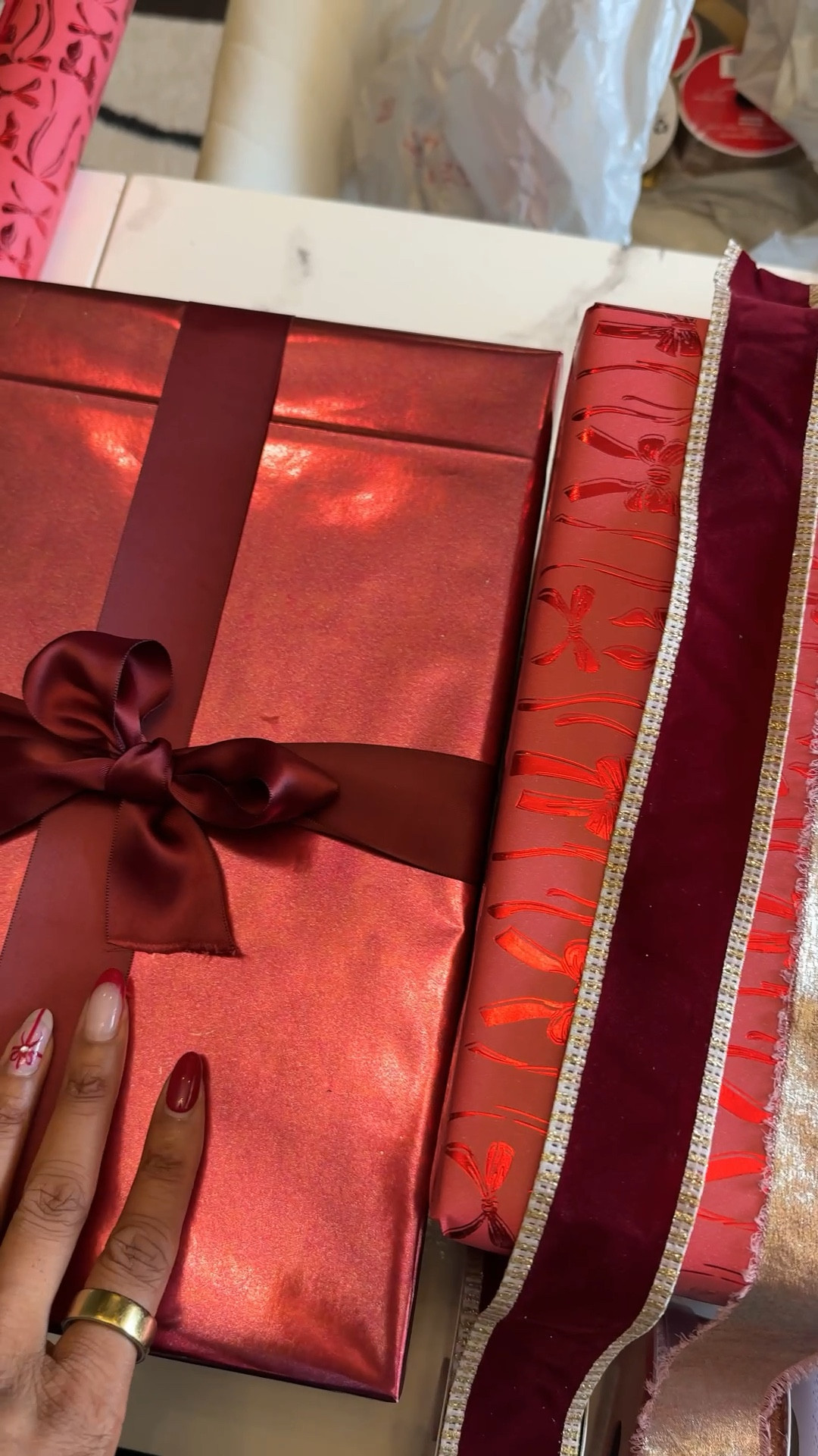 If burgundy is a part of your Christmas and holiday color palette, you need these wrapping papers! They are so chic and combine them with a monochromatic ribbon and you elevated your Christmas decor immediately. The best part is this wrapping paper is super affordable. #walmart

#LTKGiftGuide #LTKHoliday #LTKvlog