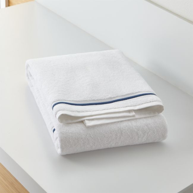 Haven 700-Gram Organic Blue Bath Towel | Crate & Barrel