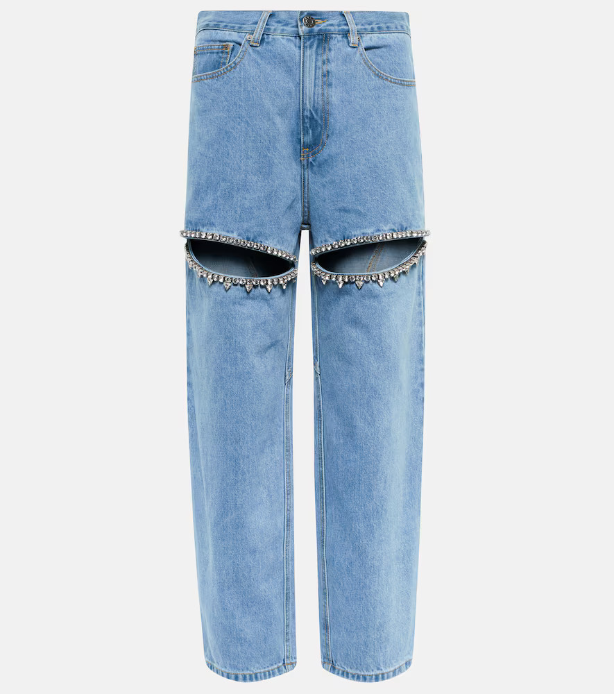 Area Embellished cutout high-rise wide-leg jeans | Mytheresa (US/CA)