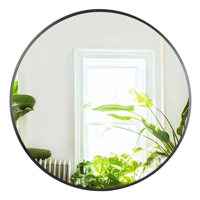 ZENSTYLE 36 inch Round Mirror Large Wall Mirror with Minimalist Metal Frame Black | Walmart (US)