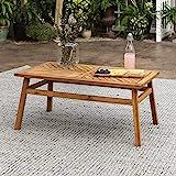 Walker Edison Outdoor Patio Wood Chevron Rectangle Coffee Table All Weather Backyard Conversation Ga | Amazon (US)
