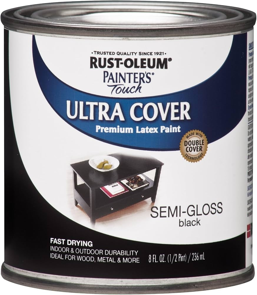 Rust-Oleum 1974730 Painter's Touch Enamel Latex Paint, Half Pint, Semi-Gloss Black 8 Fl Oz (Pack ... | Amazon (US)