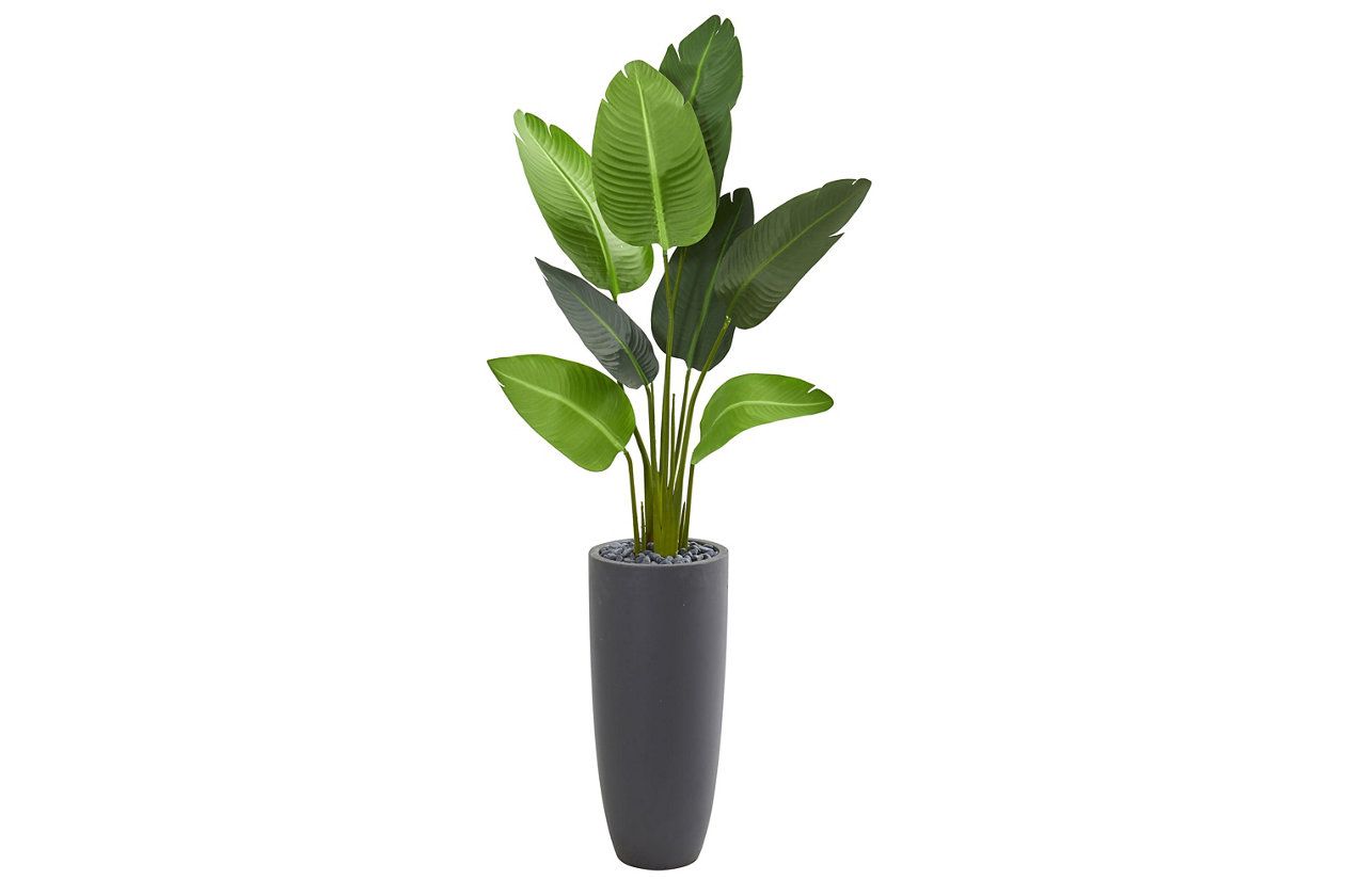 Nearly Natural 5.5' Travelerft's Palm Artificial Tree in Gray Planter | Ashley Homestore