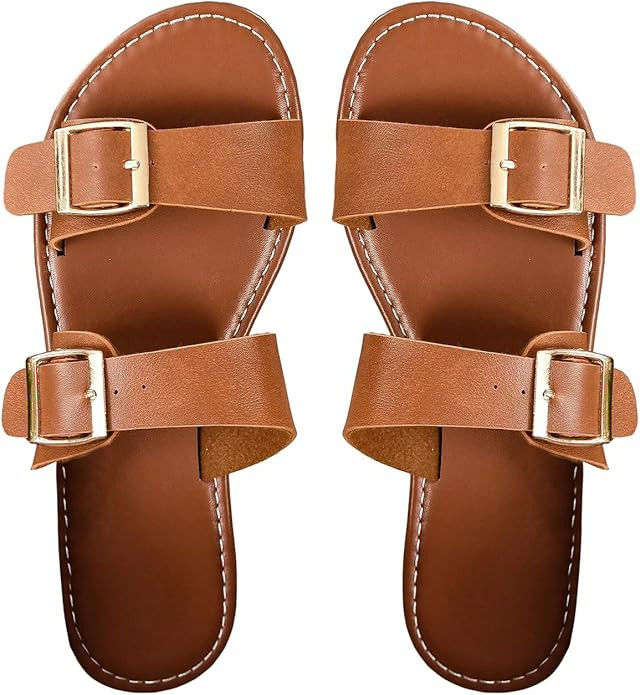 Verdusa Women's Buckle Adjustable Sandals Open Toe Outdoor Slide Sandals Summer Shoes | Amazon (US)