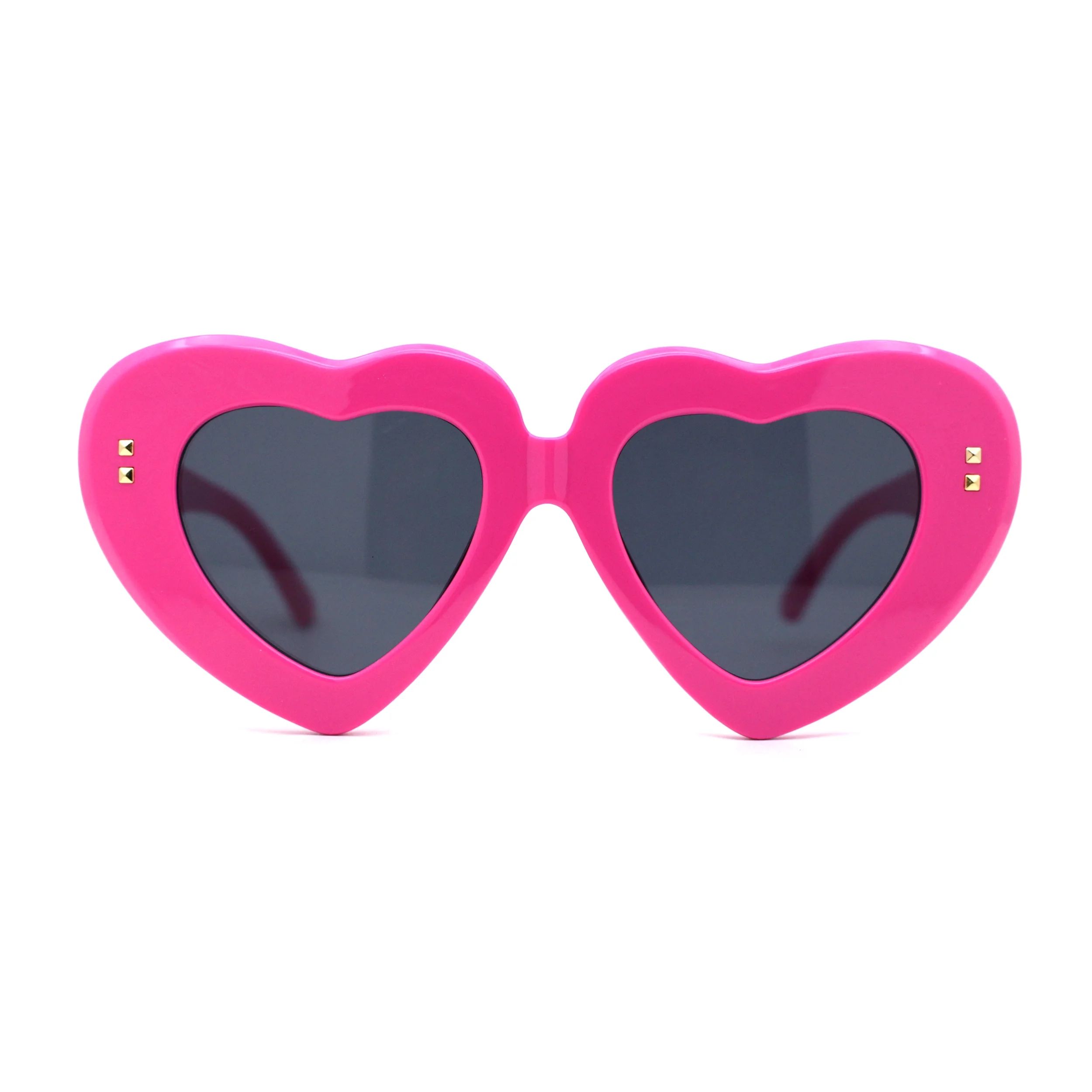 Womens Oversize Thick Heart Shape Funky Retro Sunglasses Pink Black | Walmart (US)