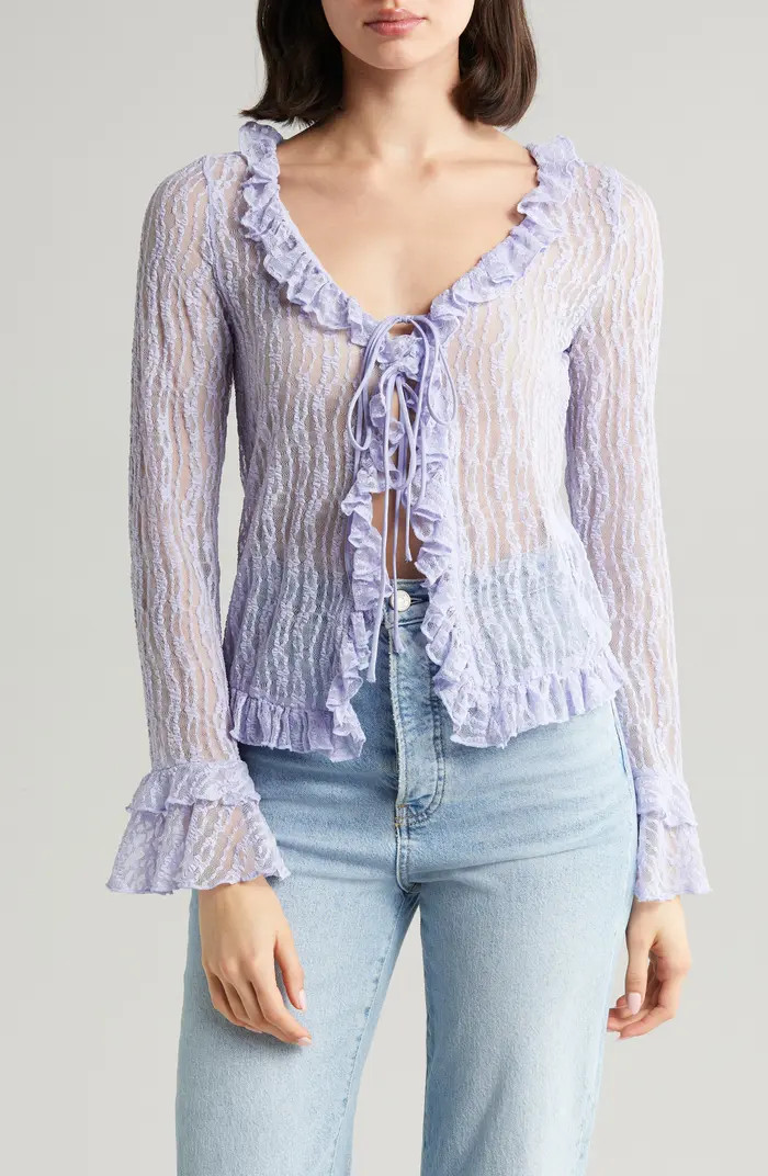 Lace Front Tie Bed Jacket | Nordstrom