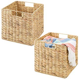 mDesign Natural Woven Hyacinth Closet Storage Organizer Basket Bin - Collapsible - for Cube Furni... | Amazon (US)