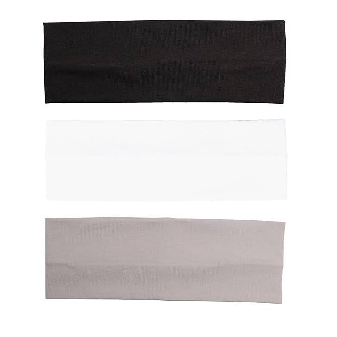 Headbands for Women 3 PCS Cotton Non Slip Hair Bands Sweat Thick Headband Hair Accessories | Amazon (US)