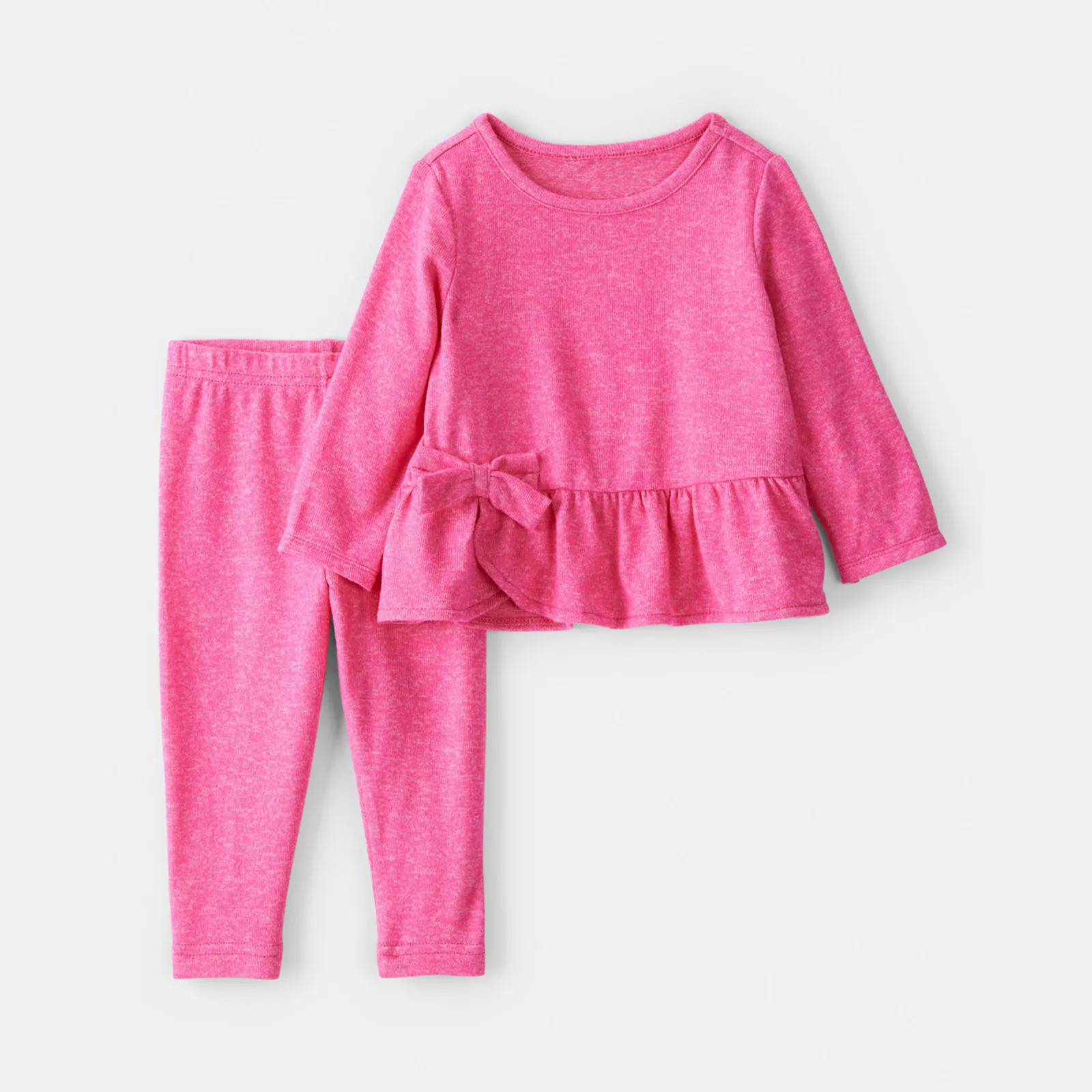 Baby Girl Carter's Bow Peplum Top & Legging Set, Girl's, Size: 9 Months, Pink | Kohl's