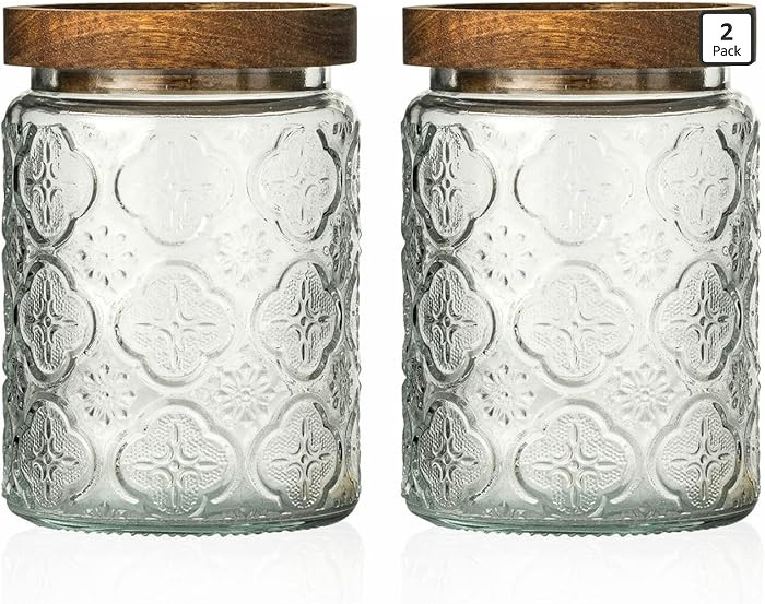 Snminetal Vintage Glass Kitchen Storage Counter Jar, Kitchen and Pantry Glass Storage, with Airti... | Amazon (US)