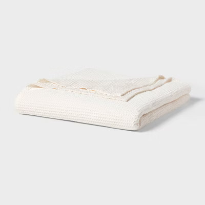Full/Queen TENCEL® Lyocell Waffle Bed Blanket Ivory - Threshold™ | Target