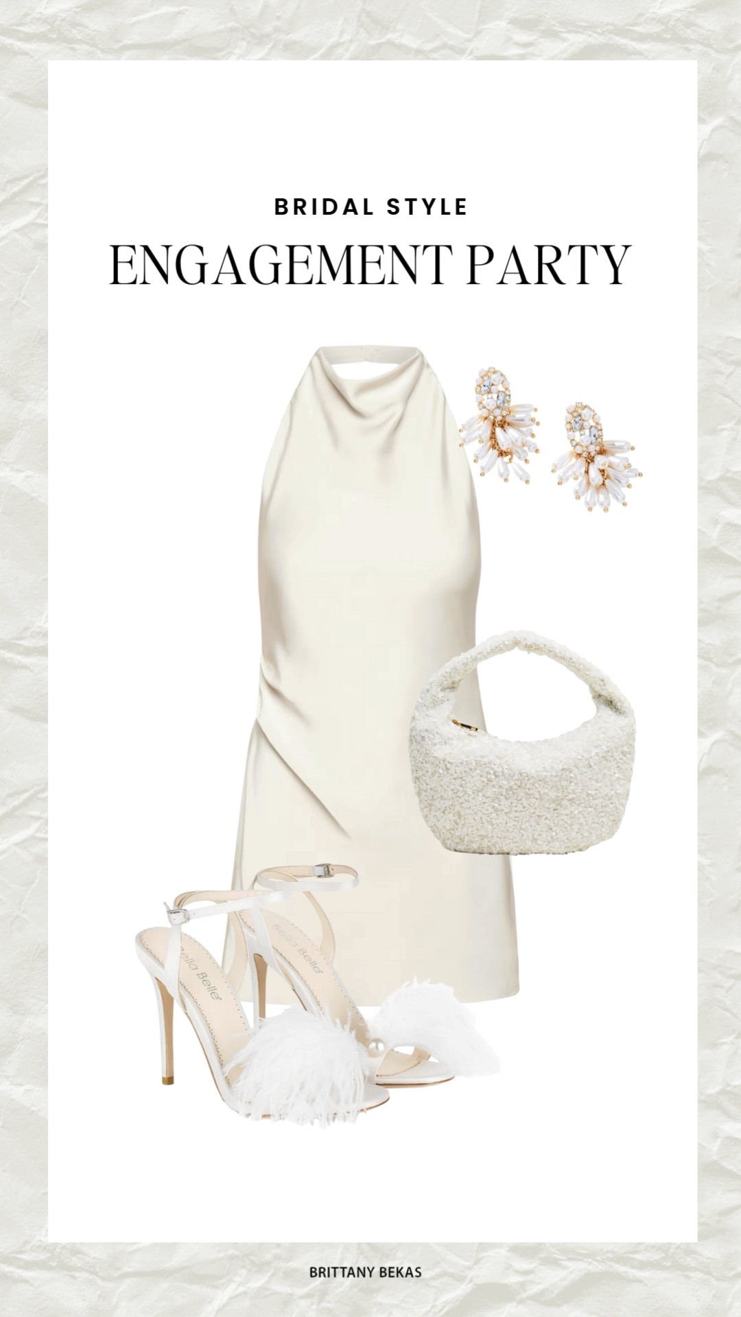 Engagement party outfit  
Bridal style for engagement photos. White engagement outfits for engagement pictures. Bridal heels. Bridal earrings. Pearl earrings  

#LTKWedding