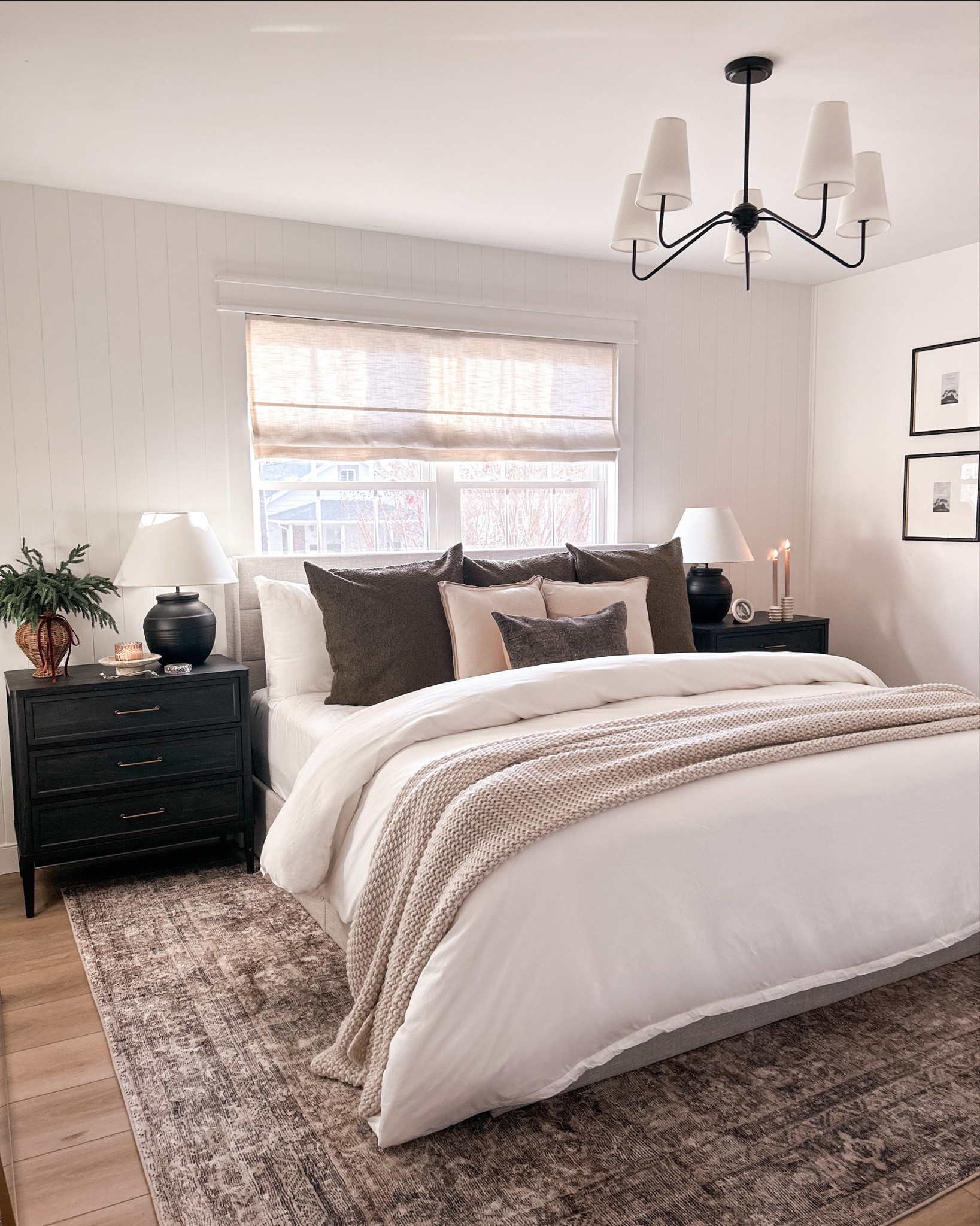 Christmas details in our primary bedroom. ☁️🎄

These beautiful pillow covers by Twenty Third by Deanne add so much warmth and coziness to the space. 

(Duvet cover color: cream)

Bedroom inspo, neutral bedroom, area rug, Loloi rug, bedding, blanket, duvet cover, pillows, winter pillows, cozy bedding, primary bedroom inspo, cozy bedroom inspo, Roman shades, neutral bedding, gallery wall, Loloi rug, affordable nightstands #LTKHoliday 

#LTKHome #LTKStyleTip
