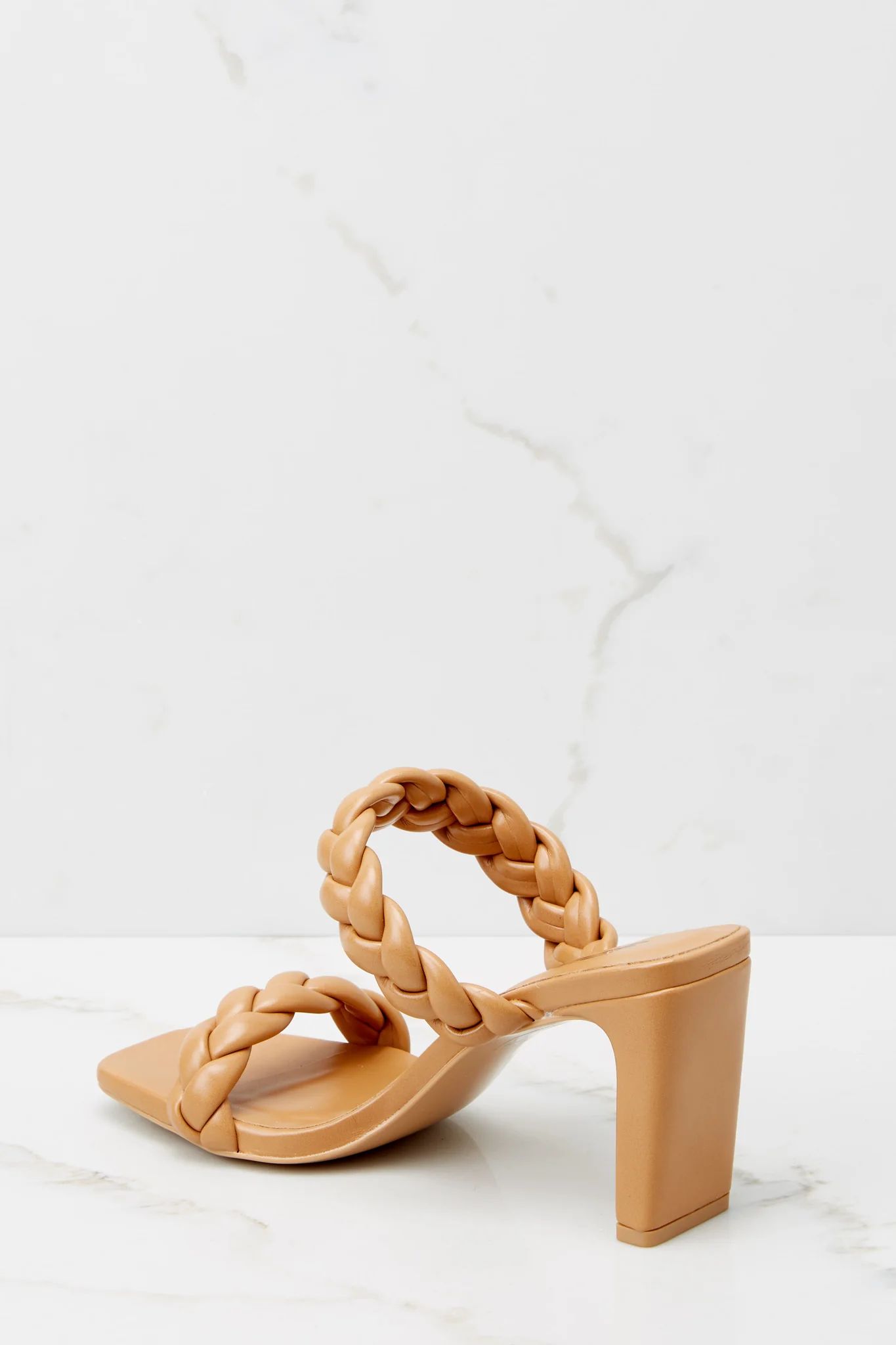 The Final Step Camel Braided Heels | Red Dress 