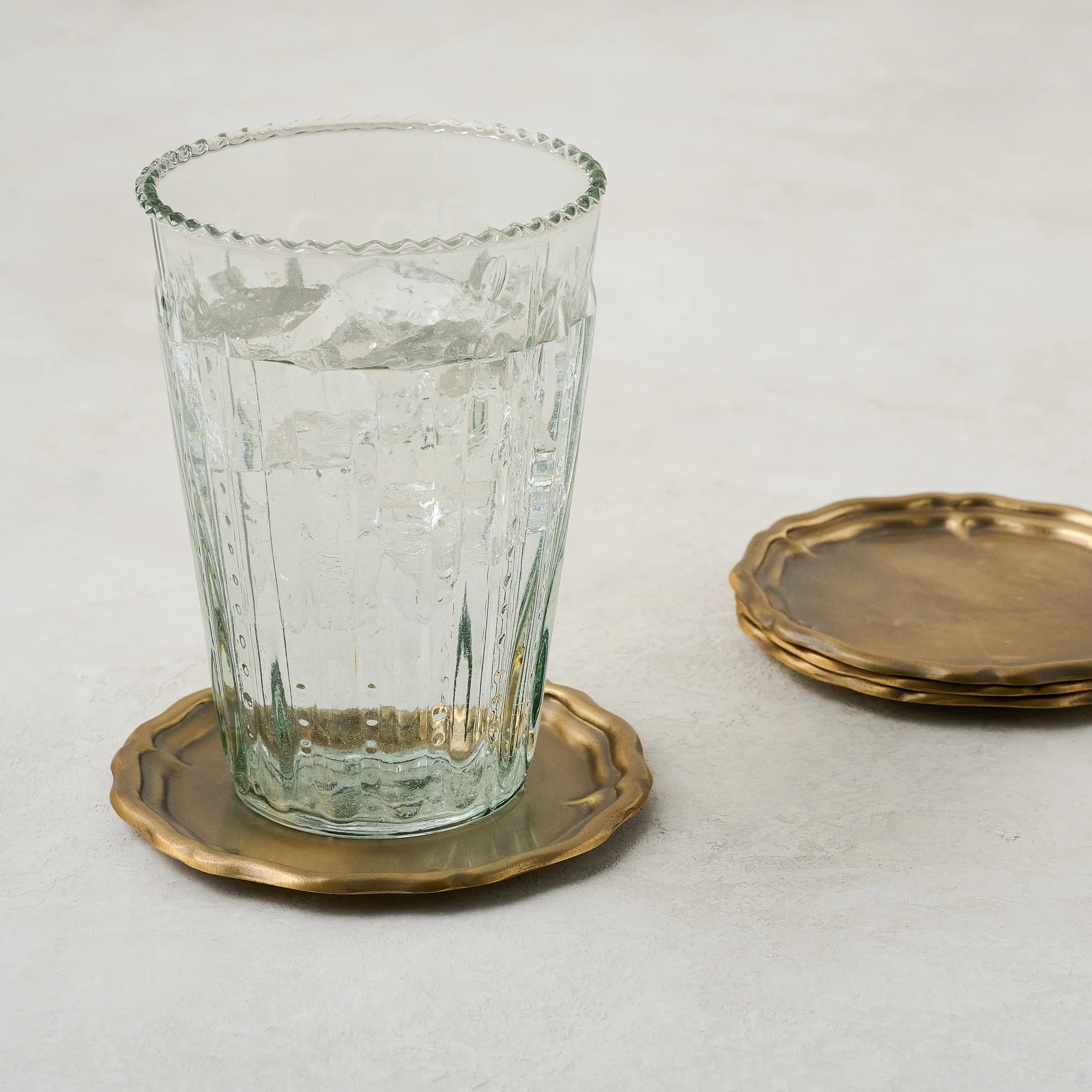 Vintage-Inspired Brass Coaster Set of Four | Magnolia