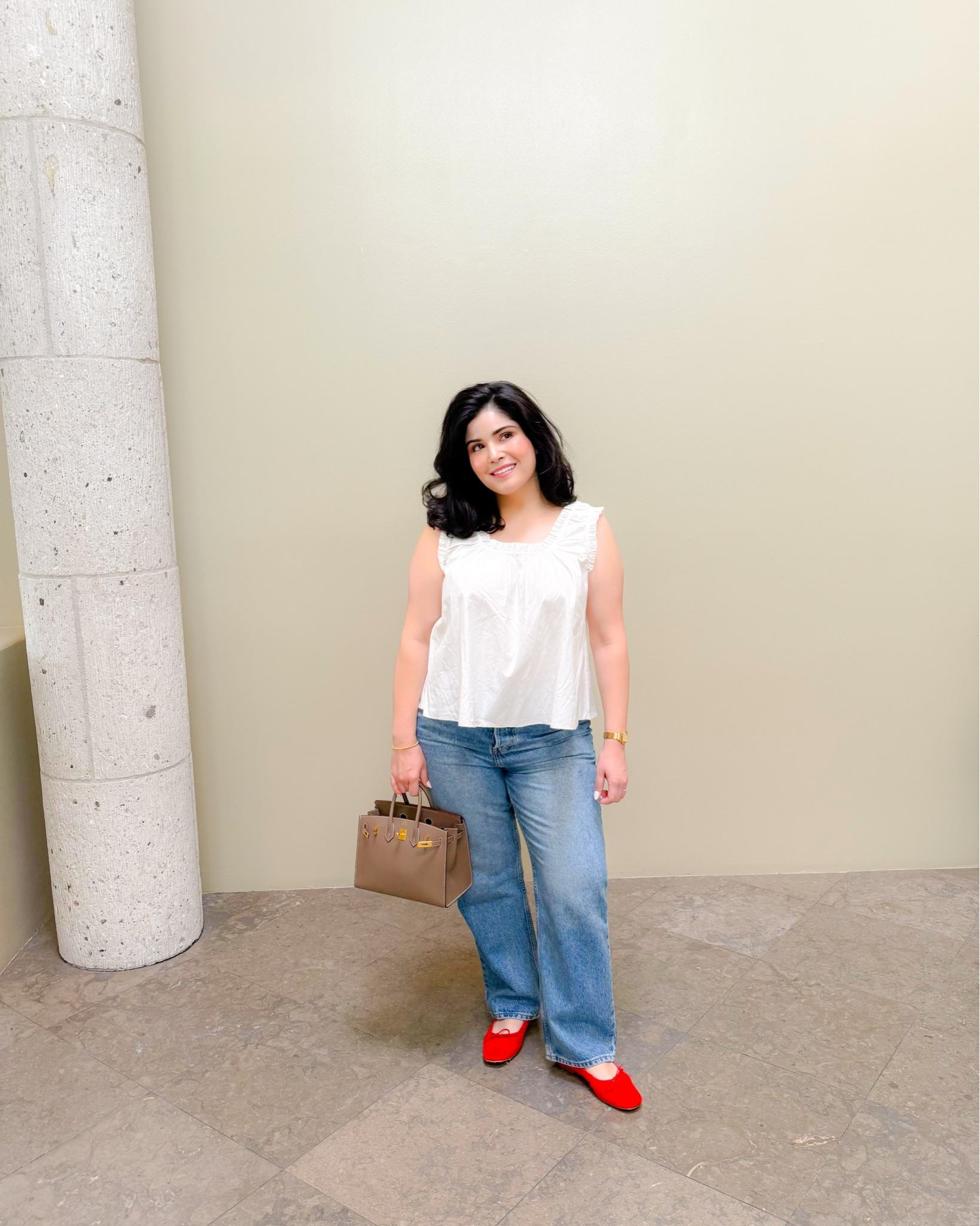 I love Sunday’s 🩷 @reformation 

Reformation, Cynthia jeans, aviana top, white top, aeyde flats, red flats, birkin 25 

#LTKSeasonal #LTKStyleTip #LTKSummerEdit