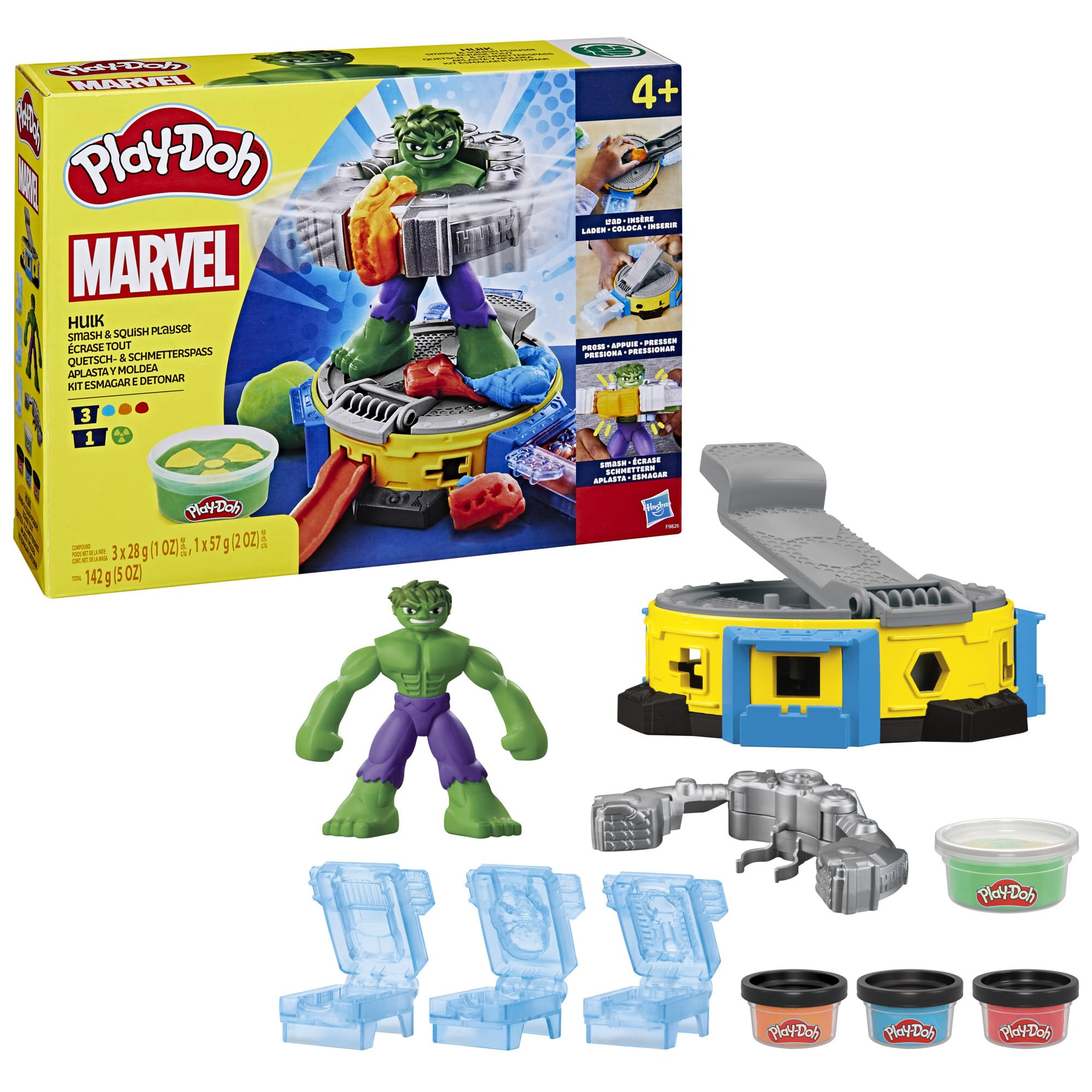 Play-Doh Marvel Hulk Smash & Squish Kids Playset with Bendy Action Figure and Accessories, Imagin... | Amazon (US)