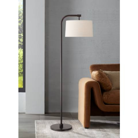 360 Lighting Serra 64" Dark Bronze Chairside Arc Offset Arm Floor Lamp | Lamps Plus