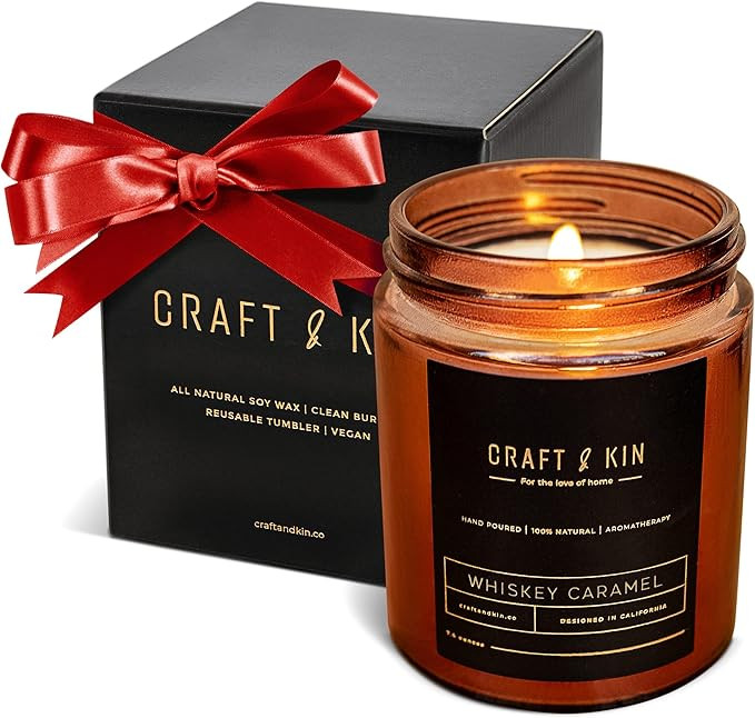 Scented Candles for Men | Premium Whiskey Caramel Scented Candle | All-Natural Whiskey Candle Soy... | Amazon (US)