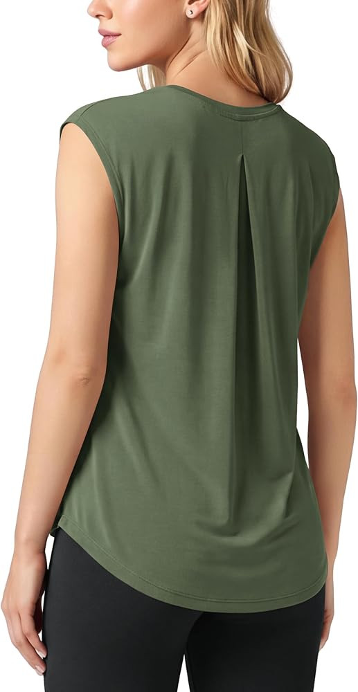 ODODOS Modal Soft Sleeveless Shirts for Women Crew Neck Yoga Tee Summer Flowy Workout Tank Tops | Amazon (US)