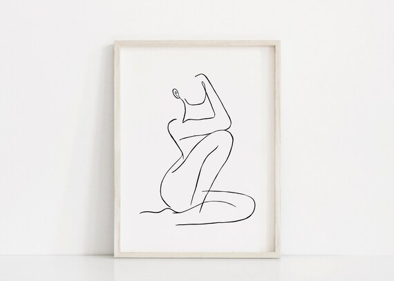 Abstract One Line | Nude Woman | Female Figure | Female Silhouette | Line Drawing | Abstract Prin... | Etsy (US)