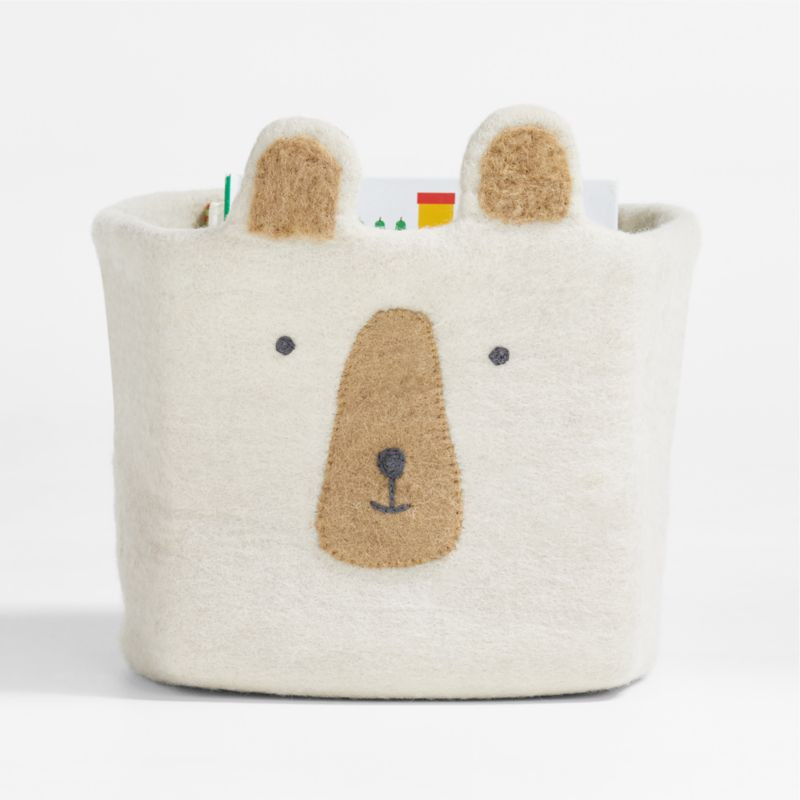 Bear Felt Kids Shelf Storage Bin | Crate & Kids | Crate & Barrel