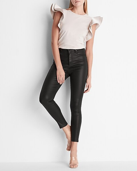 Satin Ruffle Sleeve Top | Express