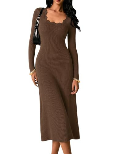 Cicy Bell Womens Sweater Dress Long Sleeve Fitted Fall Knit Bodycon Dresses | Amazon (US)