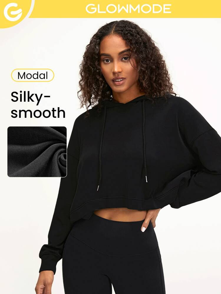 GLOWMODE Modal Cropped Hoodie | SHEIN