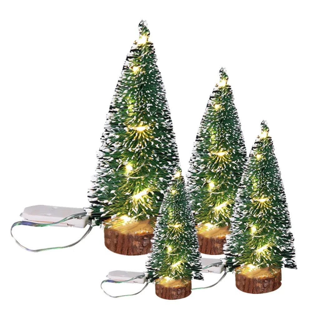 4PCS Artificial Mini Christmas Trees Bottle Brush Mini Sisal Trees with Wood Base for Christmas T... | Walmart (US)