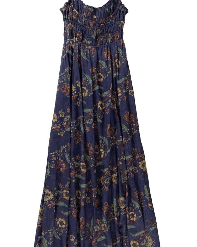 FREE PEOPLE ONE CIELLA PRINTED DRESS in New England Combo
—bottom of dress is not hemmed, will fray