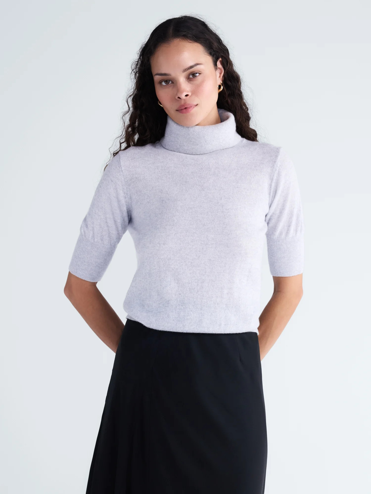 Scoop Women's and Women's Plus Short Sleeve Cashmere Turtleneck, Sizes XS-4X | Walmart (US)