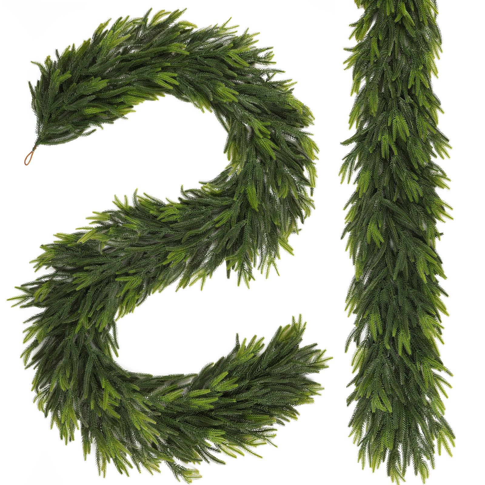 N&T NIETING 2 PCS Christmas Norfolk Pine Garland, Real Touch Pine Garlands Faux Greenery Garland ... | Amazon (US)