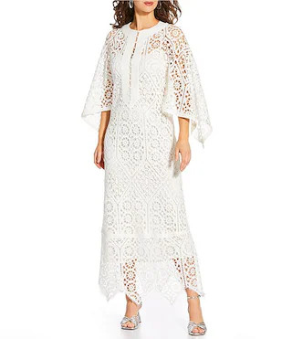 Antonio Melani x Amanda Jones Vaughan Lois Lace Round Neck 3/4 Sleeve Caftan Maxi Dress | Dillard... | Dillard's
