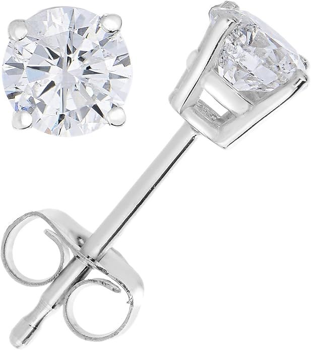 Vir Jewels 1/4 to 1 cttw Diamond Stud Earrings 14K White or Yellow Gold Push Backs Round Basket | Amazon (US)