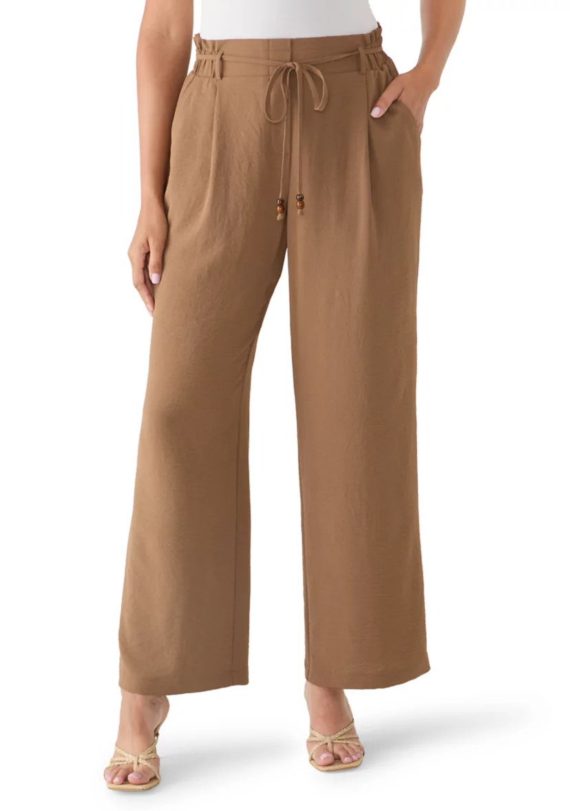 Women's Tie Waist Wide Leg Soft Pants | Belk