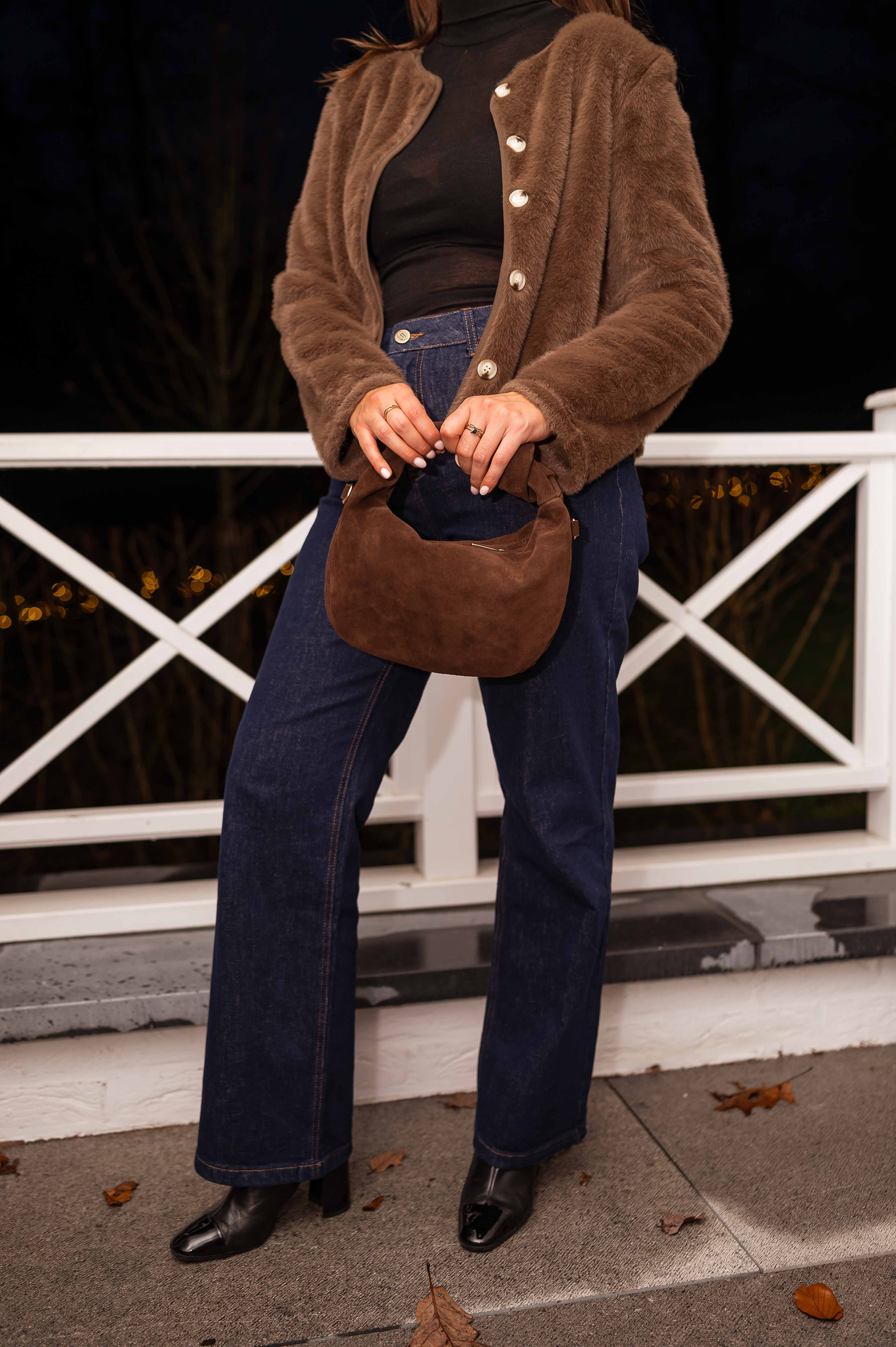 Chocolate Nella Suede Bag | Easy Clothes