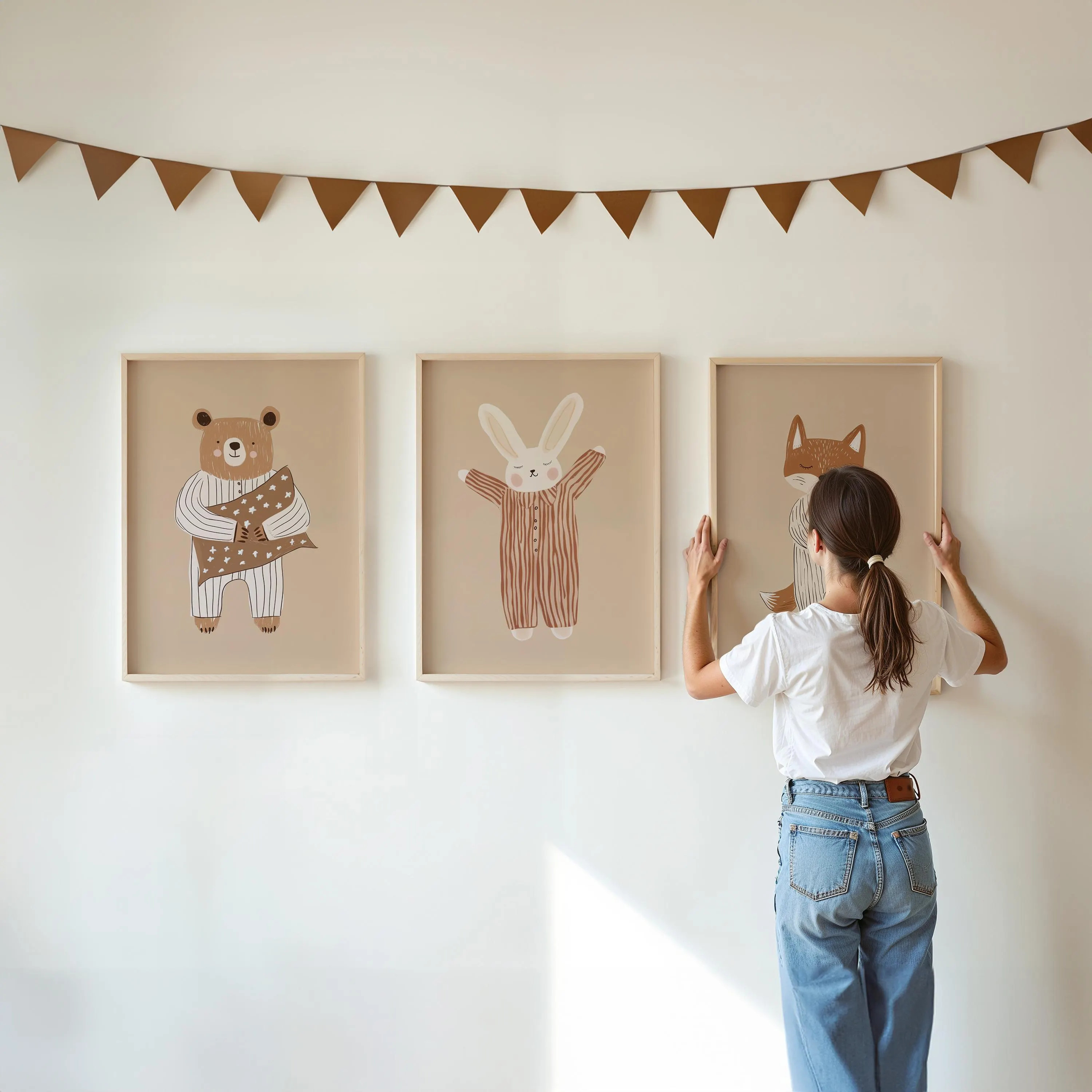 Woodland Animals Wall Art Nursery Decor Kids Room Wall Art Baby Animals Print Earth Tones Wall Art Gender Neutral Poster Bear Bunny Fox | Etsy (Global)