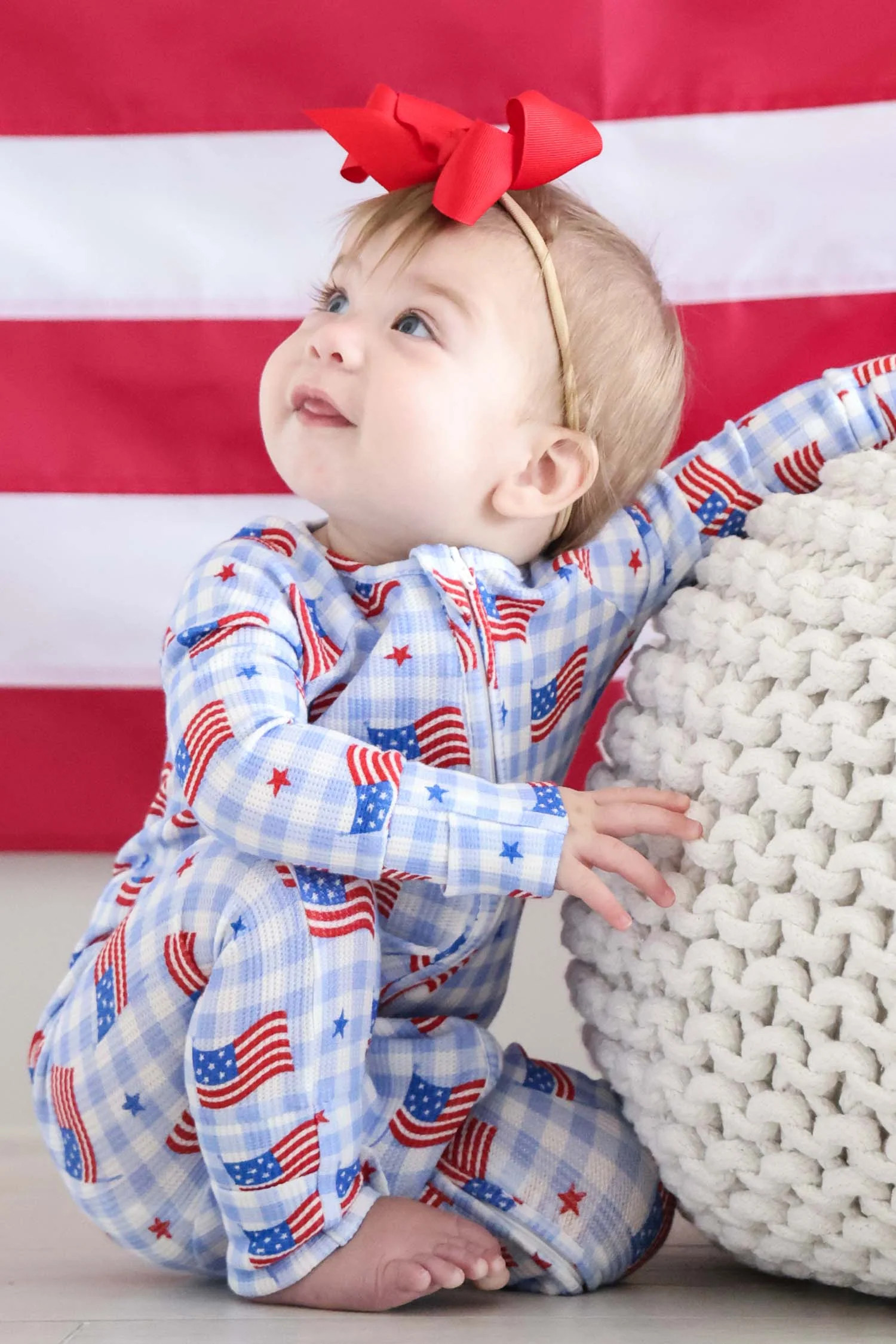 Bamboo Waffle Convertible Zip Romper | Star-Spangled Picnic | Caden Lane