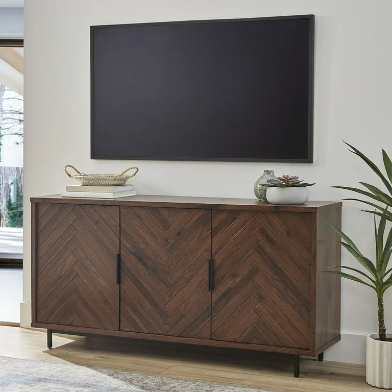 Better Homes & Gardens Wyatt Geo TV Stand for TVs up to 70",  Walnut Finish - Walmart.com | Walmart (US)