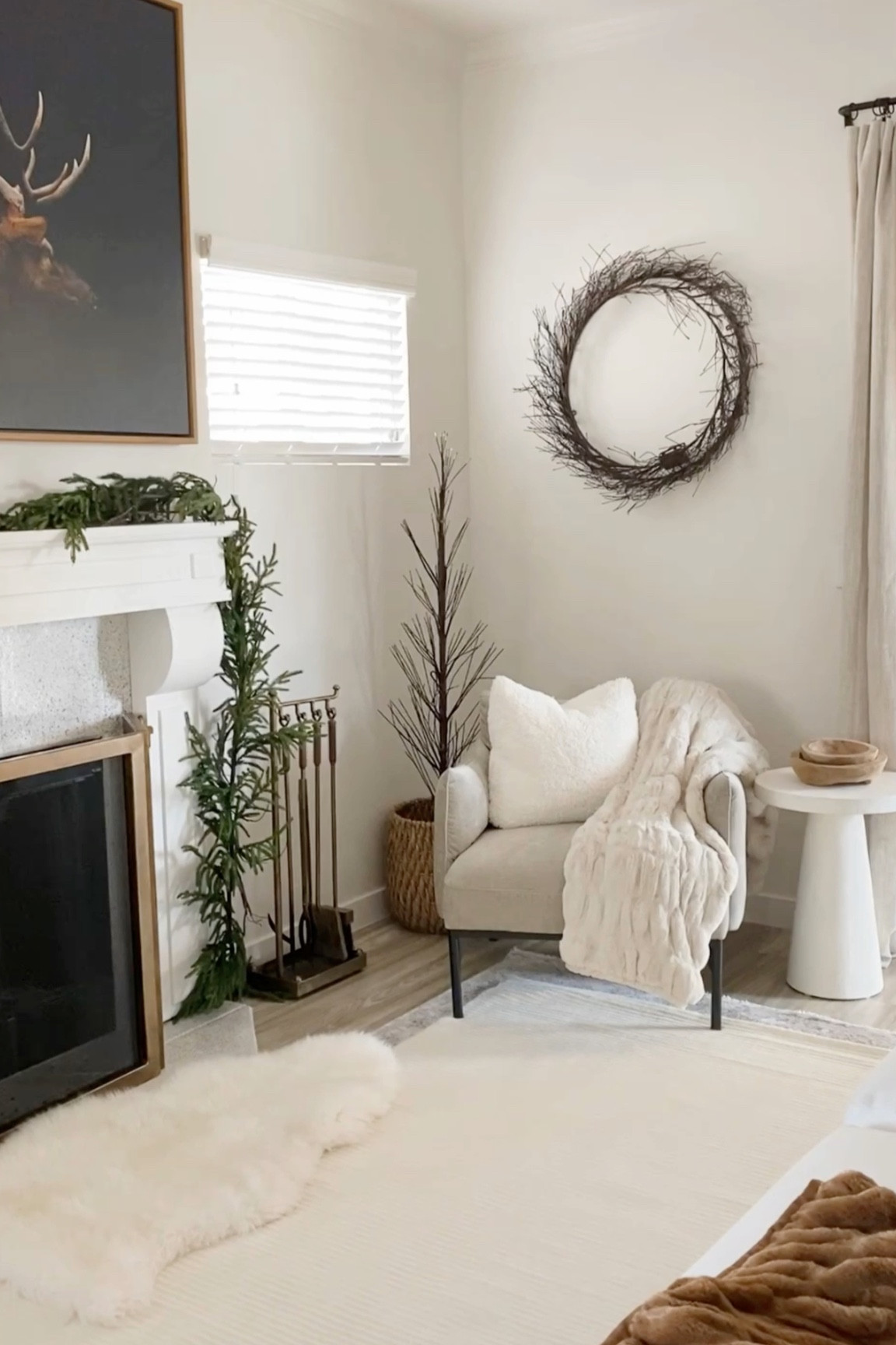Cozy winter neutrals🤍

Accent chair, faux fur throw, winter decor, decorative bowl, pre lit tree, tree basket, floor basket, fireplace screen, mantle, apartment decor

#LTKhome #LTKFind