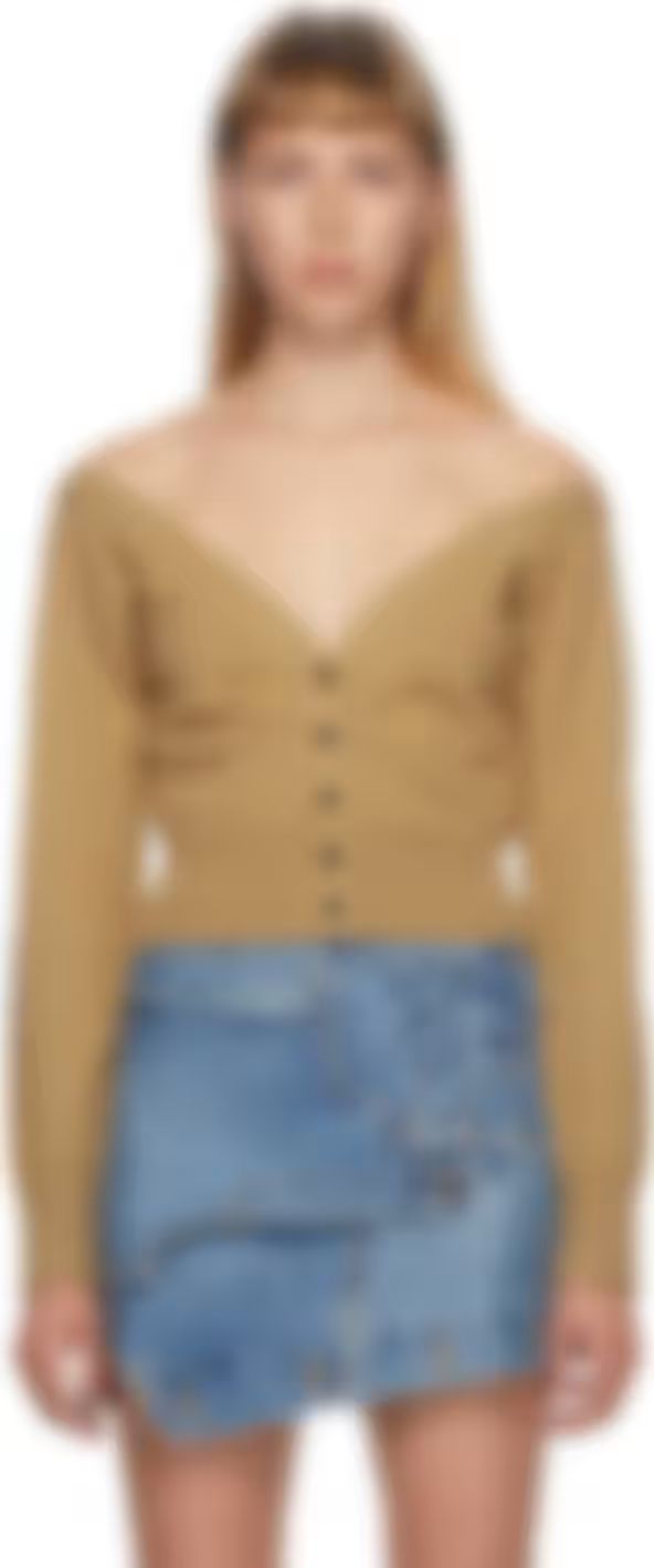 Beige Fitted Cropped Cardigan | SSENSE